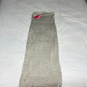 Metallic Bandeau Midi Dress